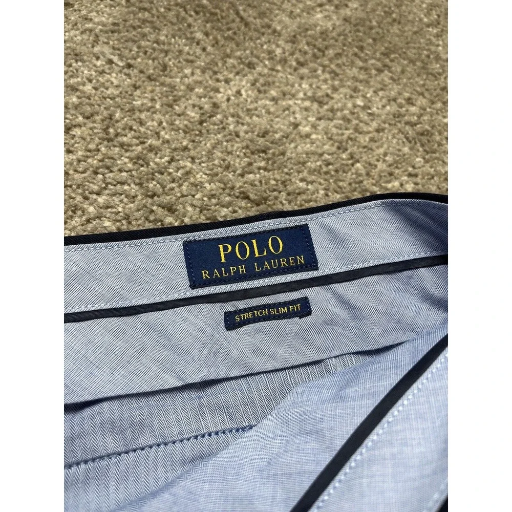 Polo Ralph Lauren Men's Chino Shorts Stretch Slim‎ Fit Size 42 Cotton Navy Blue